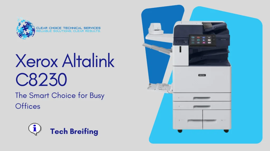 Xerox AltaLink C8230 multi-function printer with a 10.1-inch tablet-like touchscreen and high-capacity trays at 200 East Randolph Street, Chicago, IL.