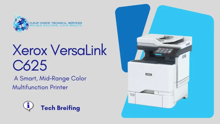 Xerox VersaLink C625 color multifunction printer with a tablet-like touchscreen interface at 200 East Randolph Street, Chicago, IL.
